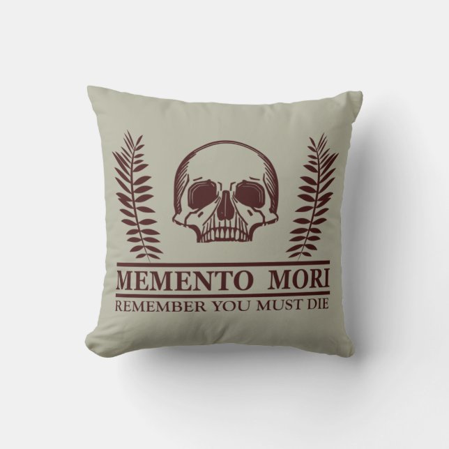 Grijp de Dag Memento Mori schedel Kussen (Voorkant)