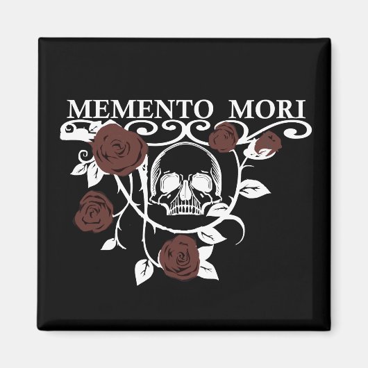 Grijp de Dag - Rode Rozen - Memento Mori Schedel Magneet (Voorkant)