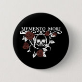 Grijp de Dag - Rode Rozen - Memento Mori Schedel Ronde Button 5,7 Cm (Voorkant)