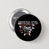 Grijp de Dag - Rode Rozen - Memento Mori Schedel Ronde Button 5,7 Cm (Voorkant /achterkant)
