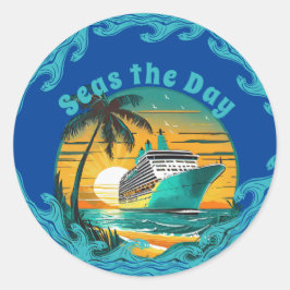 Grijp De Dag: Vaar De Avontuur In! Ronde Sticker