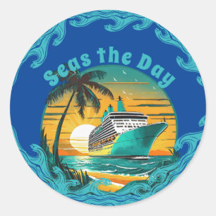 Grijp De Dag: Vaar De Avontuur In! Ronde Sticker