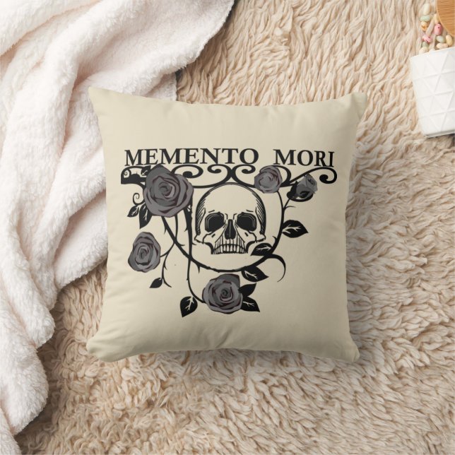 Grijp de Dag - Zwarte Rozen - Memento Mori Schedel Kussen (Deken)