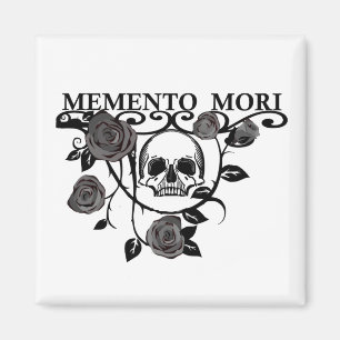 Grijp de Dag - Zwarte Rozen - Memento Mori Schedel Magneet