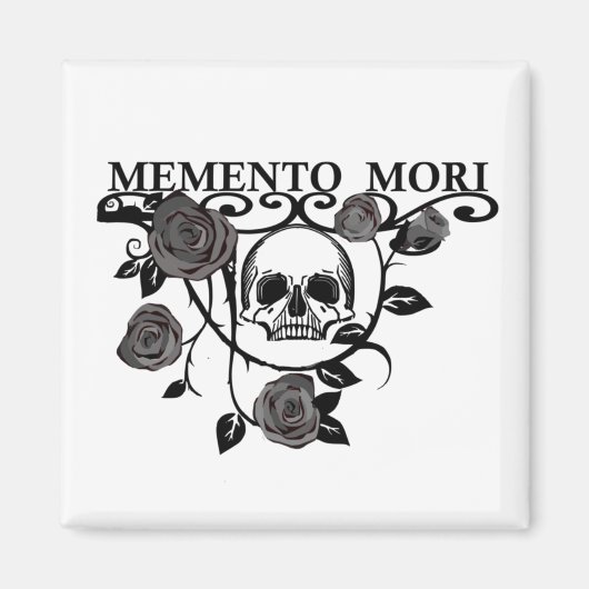 Grijp de Dag - Zwarte Rozen - Memento Mori Schedel Magneet (Voorkant)