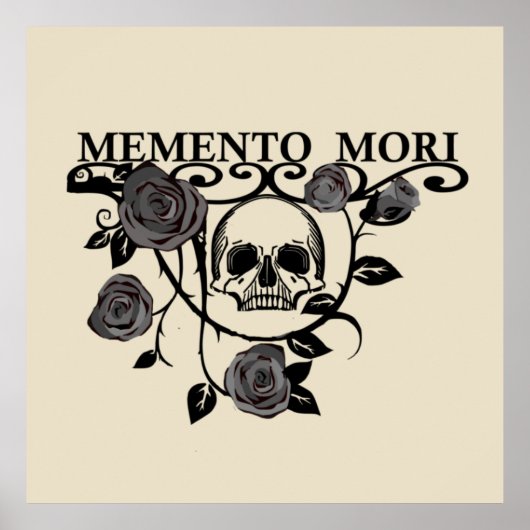 Grijp de Dag - Zwarte Rozen - Memento Mori Schedel Poster (Voorkant)