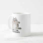 Grijp de miauw-ment positieve kat woordspeling koffiemok (Voorkant links)