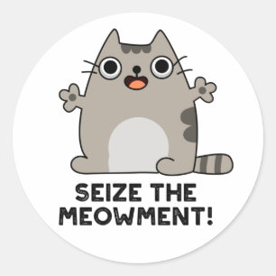 Grijp de miauw-ment positieve kat woordspeling ronde sticker