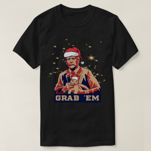 Grijp Em Kat Grappig Trump Kerstmis Tshirt Xmas Gi (Design voorkant)