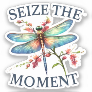 Grijp het moment - Artistieke libel Sticker