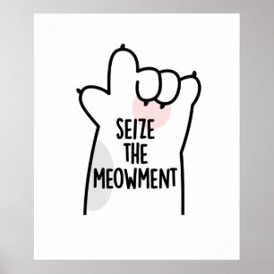 Grijp Het Moment Positieve Kat Woordspeling Poster