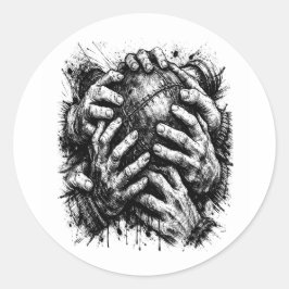 Grijpende handen Dark Art Inkt Illustratie – Gothi Ronde Sticker