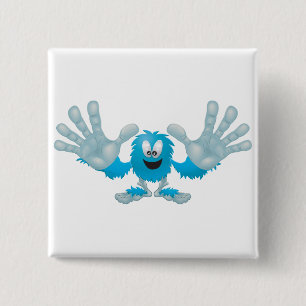 grijpgrage klap tien harige blauwe sullige monster vierkante button 5,1 cm
