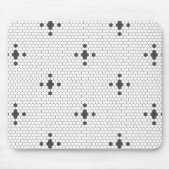 Grijs 4-puntige ster Faux Penny Tegel Hexagon Tege Muismat (Voorkant)