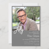 Grijs 50ste verjaardag foto kaart (Voorkant)