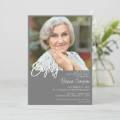 Grijs 80ste verjaardag foto kaart (Staand voorkant)