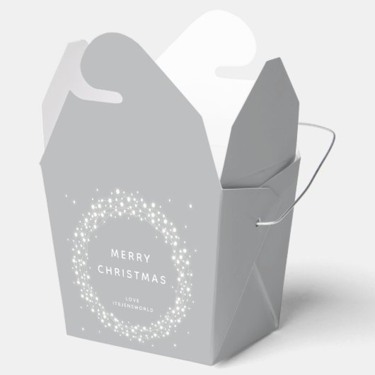 Grijs aangepast bericht met kerstmis bedankdoosjes (Geopend)