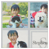 Grijs Aangepast Gepersonaliseerd Fotocollage Monog Stof (Close Up)