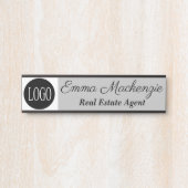 Grijs Aangepast Logo Professionele Kantoor Onderte Deurbordje (Voorkant)