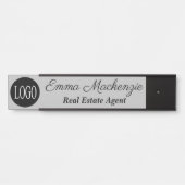 Grijs Aangepast Logo Professionele Kantoor Onderte Deurbordje (Voorkant)