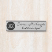 Grijs Aangepast Logo Professionele Kantoor Onderte Deurbordje (Voorkant)