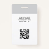 Grijs Aangepaste Foto Medewerker ID Logo QR Code Badge (Achterkant)