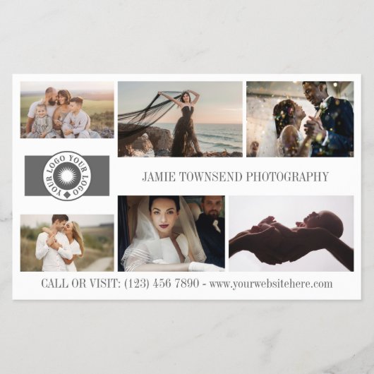 Grijs Aangepaste tekst Uw Logo 8 foto's Collage Flyer (Voorkant)