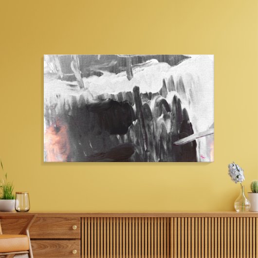 Grijs Abstract Art Wrapped Canvas (Insitu (Woonkamer))