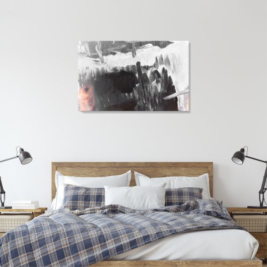 Grijs Abstract Art Wrapped Canvas (Insitu (Slaapkamer))
