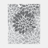 Grijs Abstract Bloemen Fleece Deken (Voorkant)