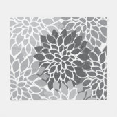 Grijs Abstract Bloemen Fleece Deken (Voorkant (Horizontaal))