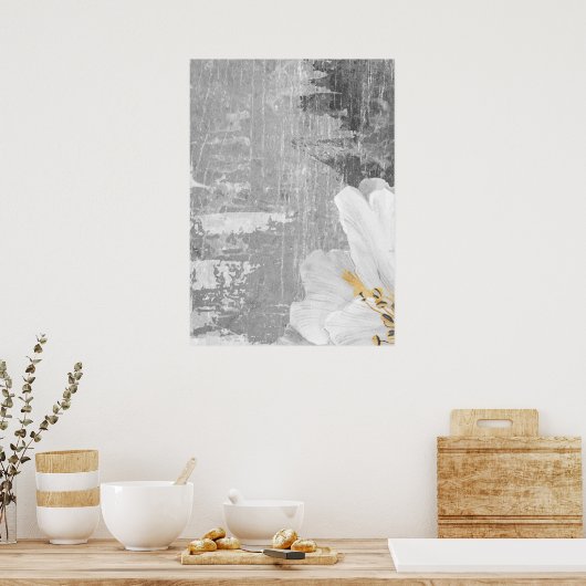 Grijs Abstract Botanisch Schilderen Wall Art Poste Poster (Keuken)