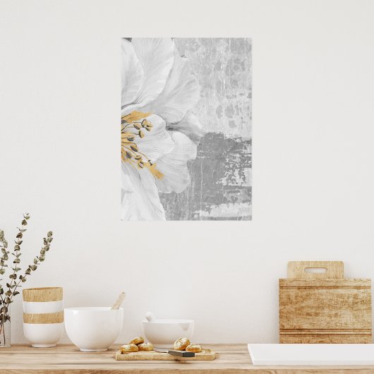 Grijs Abstract Botanisch Schilderen Wall Art Poste Poster (Keuken)