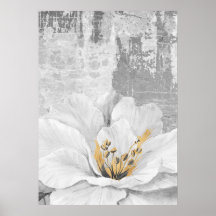Grijs Abstract Botanisch Schilderen Wall Art Poste