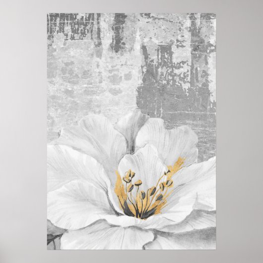 Grijs Abstract Botanisch Schilderen Wall Art Poste Poster (Voorkant)