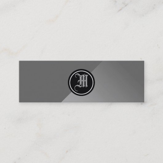 Grijs Abstract en monogram Mini Visitekaartje (Voorkant)