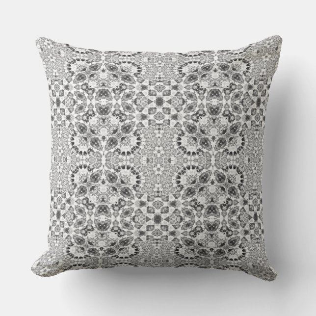 Grijs abstract etnisch ornament decor  kussen (Voorkant)