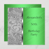 Grijs Abstract & Groen Verjaardag Event Kaart (Voorkant / Achterkant)