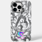 Grijs Abstract Harten iPhone Case 14 (Achterkant)