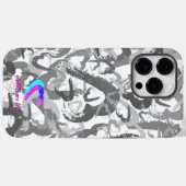 Grijs Abstract Harten iPhone Case 14 (Achterkant (horizontaal))
