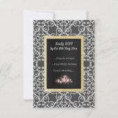 Grijs Abstract met gouden glitter florale rsvp-kaa RSVP Kaartje (Achterkant)