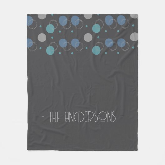 Grijs abstract met monogram fleece deken (Voorkant)