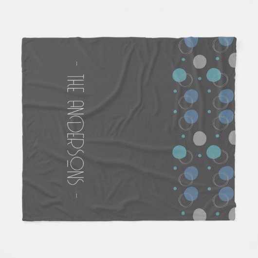 Grijs abstract met monogram fleece deken (Voorkant (Horizontaal))