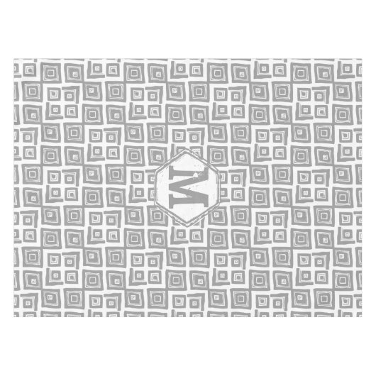 Grijs Abstract vierkantenpatroon Tafelkleed (Voorkant (Horizontaal))