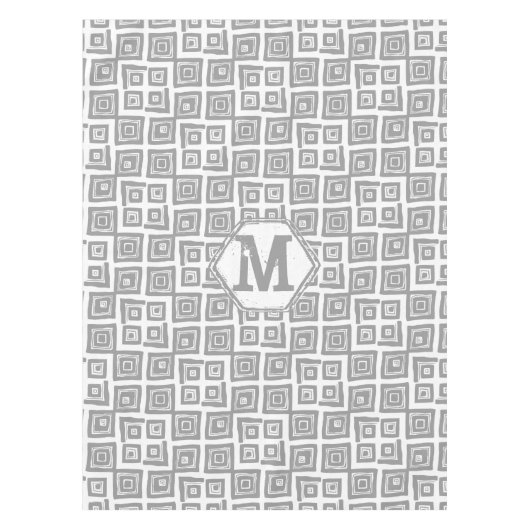 Grijs Abstract vierkantenpatroon Tafelkleed (Voorkant)