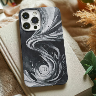 Grijs Abstracte Kunst Water Swirl Waterverf Canvas Case-Mate iPhone Case