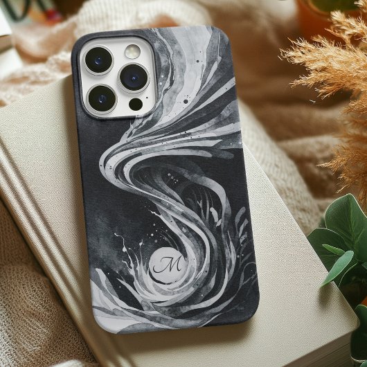 Grijs Abstracte Kunst Water Swirl Waterverf Canvas Case-Mate iPhone Case