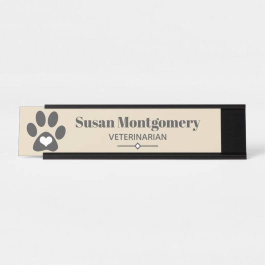 Grijs afdrukken en hart bureau naambordje (Voorkant)