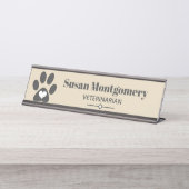 Grijs afdrukken en hart bureau naambordje (Voorkant)