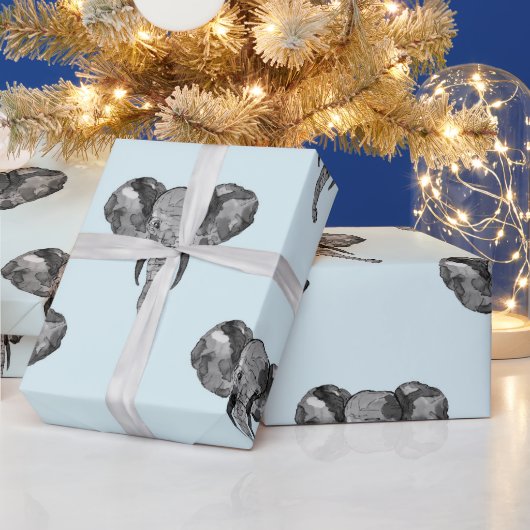 Grijs Afrikaans Olifantpatroon Cadeaupapier (Feestdagen)